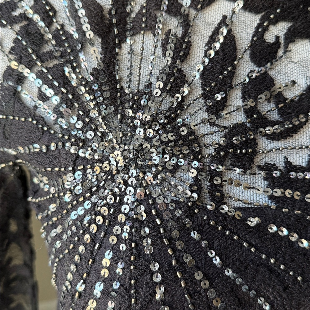 Free People Black Lace Mini Dress with Starburst Details - Picture 7 of 15
